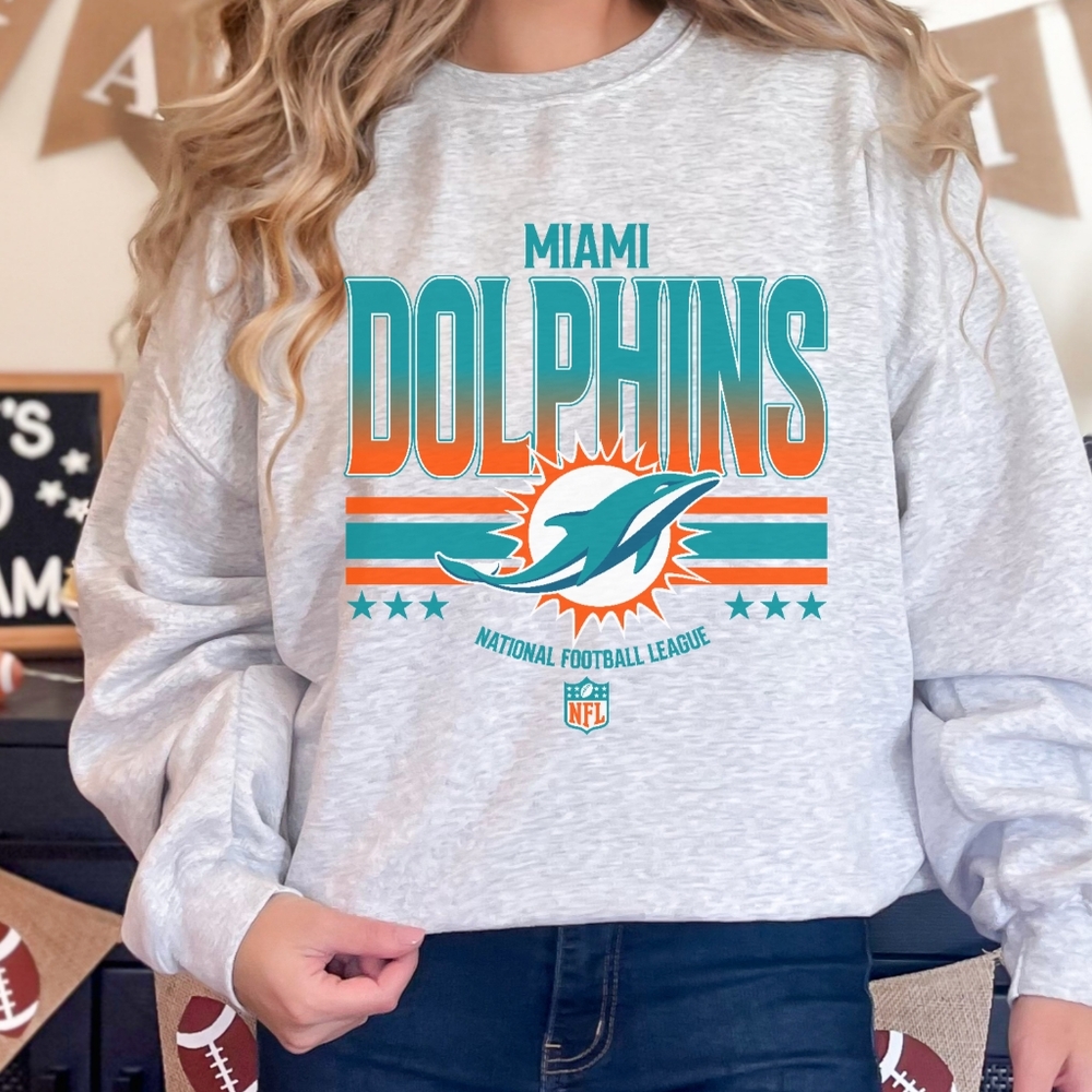 Miami Dolphins Pro Football Crewneck Sweatshirt NEW
